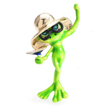 Enamel Frog Wear Hat Brooches Lovely Animal Fashion Jewelry Pins Gift
