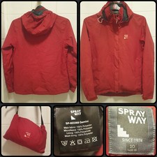 Sprayway Gemini Hydro-Dry Womens Packable Jacket Hooded Waterproof Red Size 10 