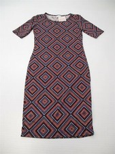 new LULAROE Women's Size S Knee Length Stretch Blue/Pink Paisley T-Shirt Dress