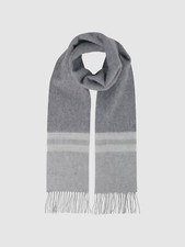  110 REISS Otto Wool-Cashmere Stripe Scarf  Soft Grey  One Size