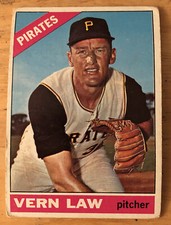 1966 Topps Vern Law Baseball Card #15 Pirates Pitcher Low-Grade