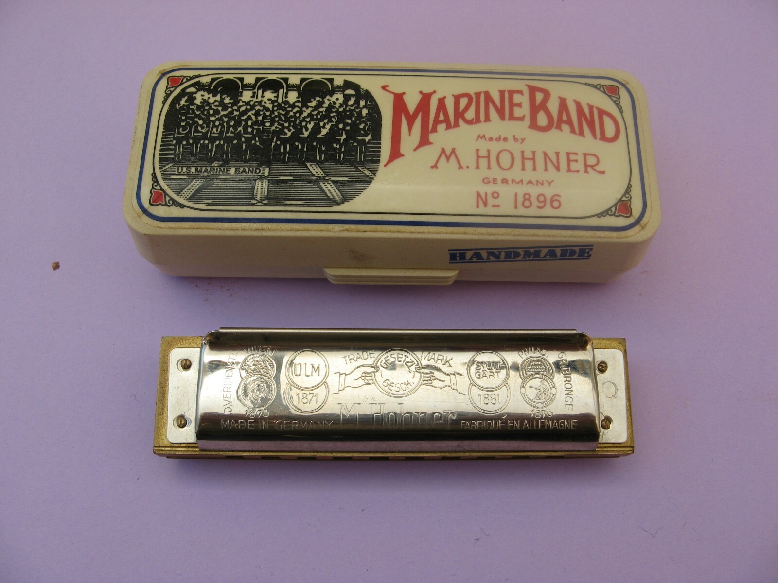 2344* harmonica M.HOHNER marine band N°1896 ancien avec étui d'origine