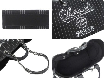 CHANEL Deauville Line 2WAY Canvas Tote Bag 2023 Model Black with