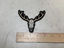 CUSTOM MADE Embroidered Deer Antler Skull Patch IRON ON