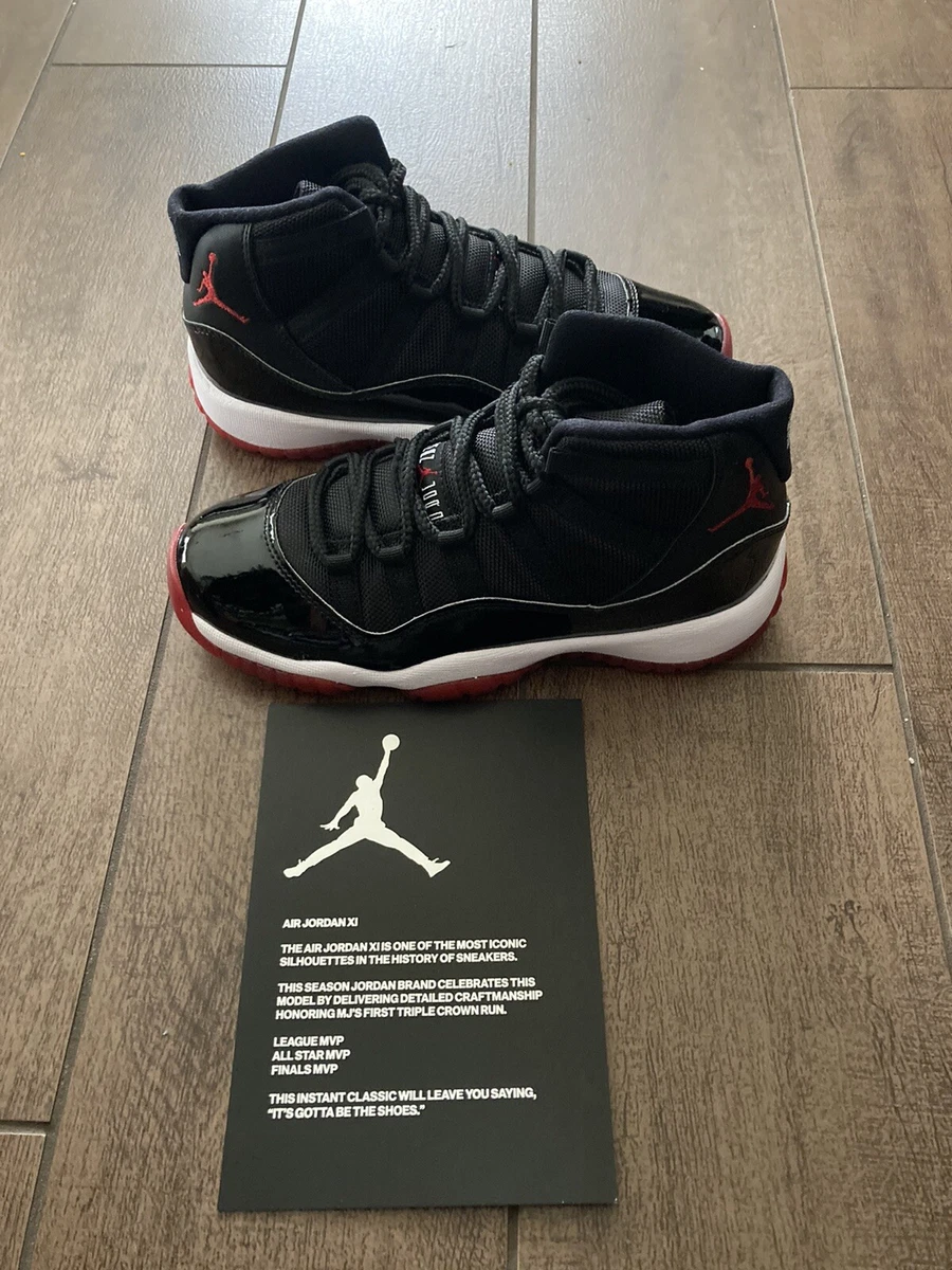 NIKE JORDAN JUMPMAN BRED 11 RETRO GS BLACK TRUE RED WHITE YOUTH SZ 4Y