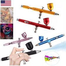Dual Action Gravity Feed Air Brush Airbrush Kit Spray Gun Compress Paint Art Set
