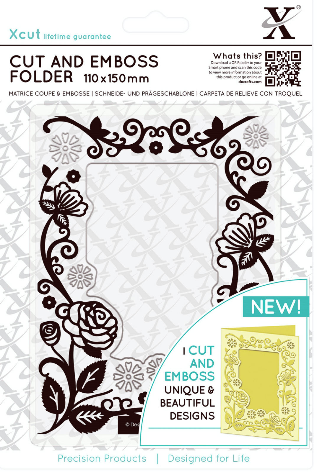Xcut A6 Cut and Emboss combination die cutting & embossing folder FLORAL FRAME