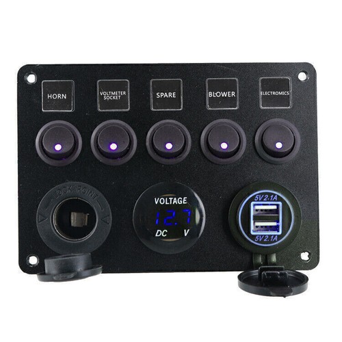 Digital Voltmeter Dual Usb Port 12v Outlet Combination Waterproof Switch Panel - Photo 9 sur 10
