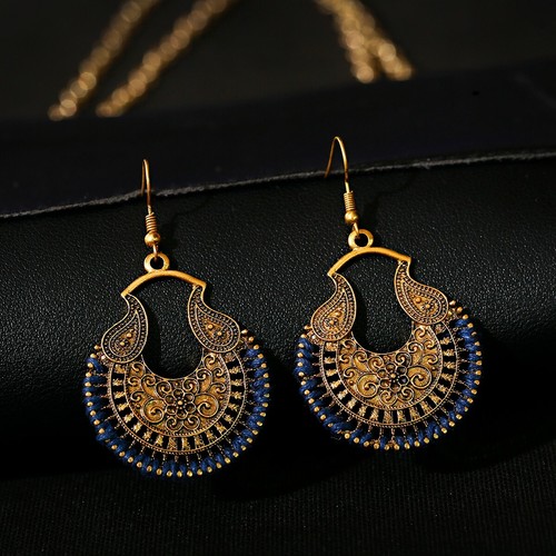 Mujeres Boho Patrón Retro Puño Ahuecado Elegante Gancho Pendientes Joyería Regalo - Imagen 23 de 140