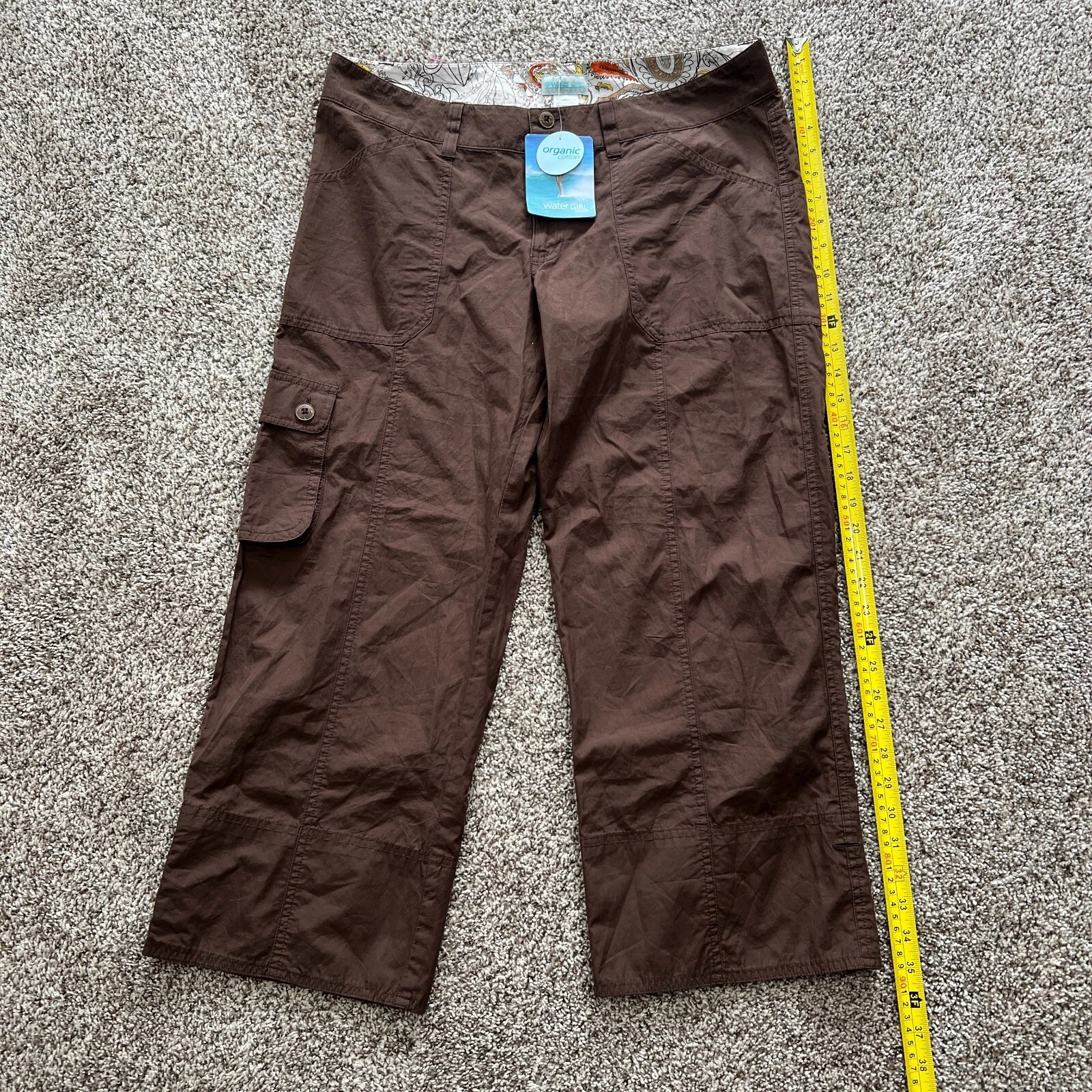 Patagonia Water Girl Women's 10 Pants Super Cali Capri Brown Organic Cotton