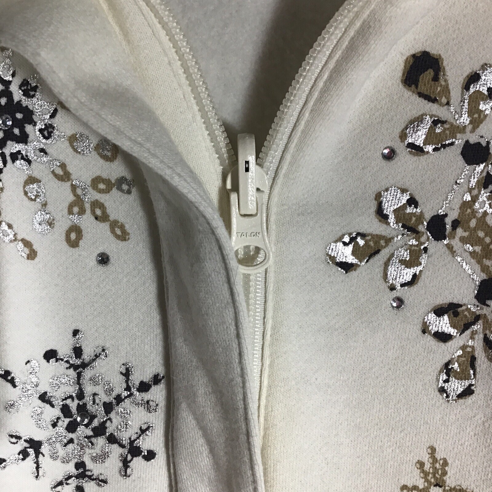 Basic Editions Jacket Ivory Sz M Soft Fleece  1/4… - image 4