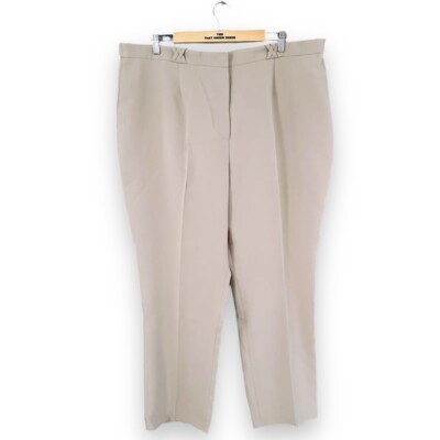 Beige gerade Hose Damen Übergröße 24 hoher Bund Smart Work neu mit Etikett