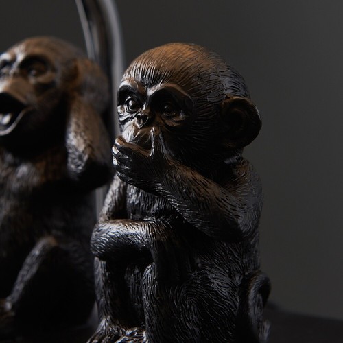 Animal Table Lamp Three Wise Monkeys Light Large Lampshade Shade LED Light Bulb - Picture 8 of 9