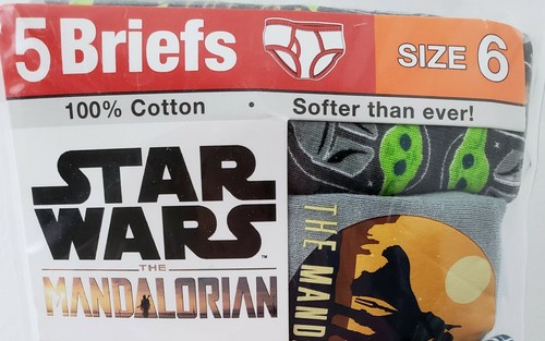 Disney Star Wars MANDALORIAN Boys 6 Briefs Underwear 5Pack All Seasons SOFTER *O - Picture 2 of 4