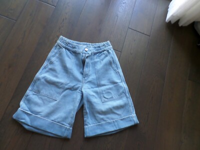 New  MOTHER Snacks The Tasty Utility sweet sour blue shorts sz 26, retail $288