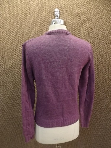 Vtg 1960s NEW NOS Purple 100% Wool V Neck Cable Knit Pullover Sweater Womens 36 - Picture 4 of 6