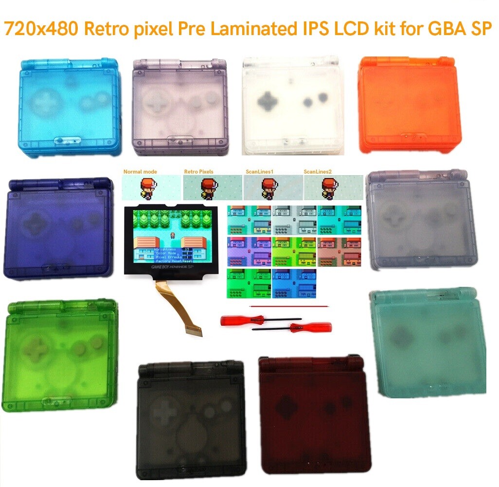 HD V5 Laminated 3.0" Retro Pixel LCD Drop-In Screen With Custom Shell For Game Boy Advance GBA