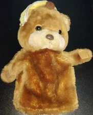 Applause 10" Brown Bear Nighttime Cap Hook N Eye Hands Hand Puppet