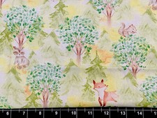 Tina Scrap 9"x21" Easter Fox Forest Squirl Hedgehog Garden Racoon Cotton Fabric