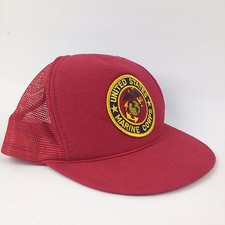 VTG United States Marine Corps Red Hipster Mesh Trucker Cap Hat Snapback USMC