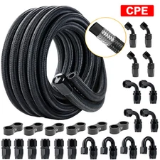 10/20FT 6AN 8AN 10AN 12AN CPE Braided Nylon Fuel Line Kit Fuel Hose End Fittings