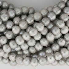 Large Pearls, Large Hole Pearls, 1 Strand, 10mm to 11mm. Grey Drilled, 36pc