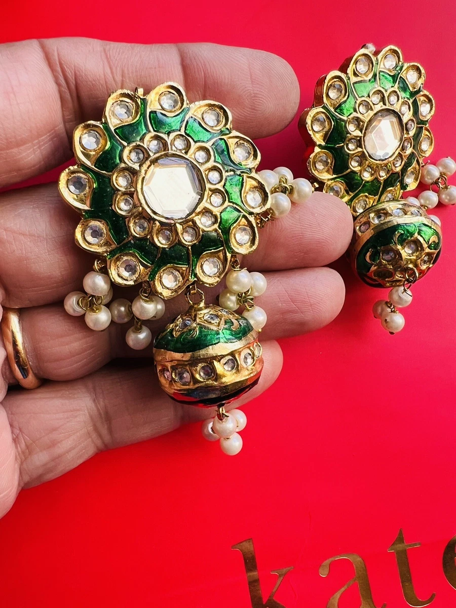 Gold plated Earrings Jhumke Jhumka Indian Nepali Bollywood Indian