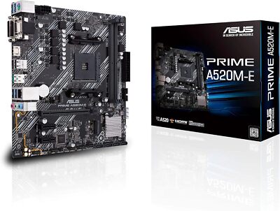 ASUS PRIME A520M-E AM4 Micro-ATX DDR4-4600 AMD Ryzen 3rd Gen Motherboard New