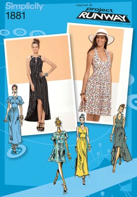 Simplicity 1881 Project Runway Halter Maxi Dress Knit Pattern Sizes 4-12 D5  | eBay