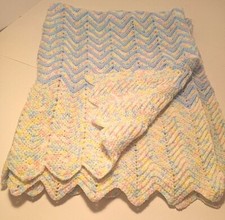 Lovely multicolor crocheted baby blanket 29.5x35