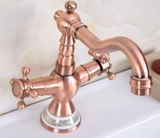 Red Brass Antique Copper Kitchen Sink Swivel Spout Faucet Mixer Tap ynf622