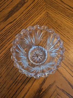 KIG Indonesia Crystal Clear Glass Custard Dessert Bowl Votive Scalloped Tulip