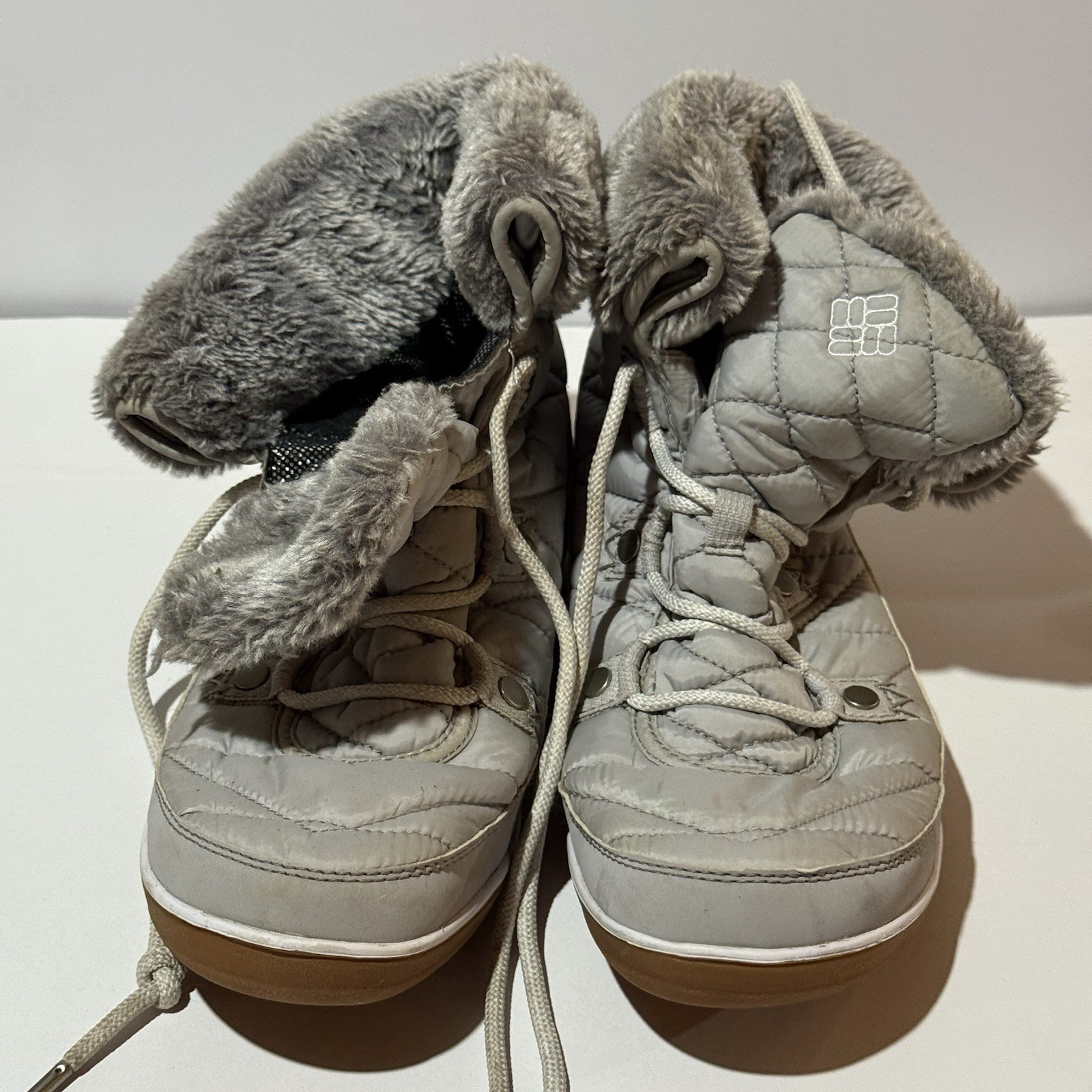 Columbia Snow Boots Women Size 9.5  Fur Lined Waterproof Grey