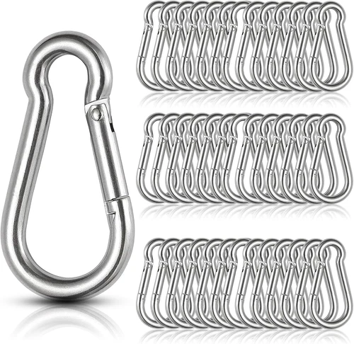 60Pcs Stainless Steel Carabiner Clip Spring-Snap Hook 1/4 In, M6 X 2 3/8 Inch Sm - Picture 1 of 12
