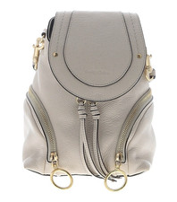 See By Chlo Women s Backpack Gray/Ivory Pebbled Gold Hardware Zipper Strap