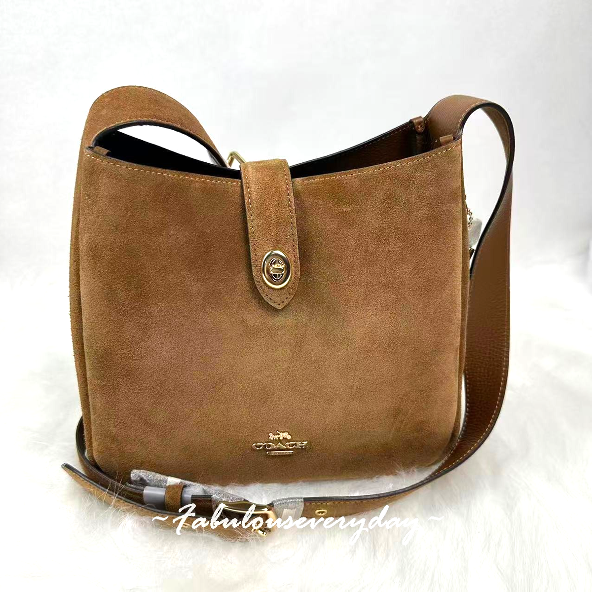 Coach Hadley Convertible Shoulder/Crossbody Bag In Suede/Gold