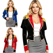 Women Circus Ringmaster Lapel Collar Cosplay Costume Masquerade Showman Button