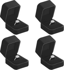 LETURE 4 Pieces Velvet Ring Gift Boxes Set, Earring Pendant 4pcs Black 