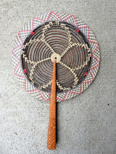 Vintage Handmade Tribal Fan Woven Natural Fiber Hand Fan Wall Art