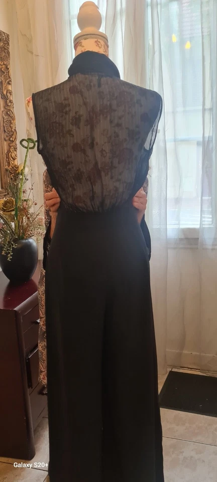 Salopette Combinaison Femme Vetement Marque Zarah Top Voile Noir Pantalon Soiree - Photo 2/4