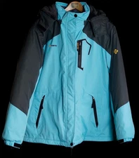 GEMYSE Ski Snowboard Jacket XL Men Grey/Light Blue Warm Hooded Winter Coat