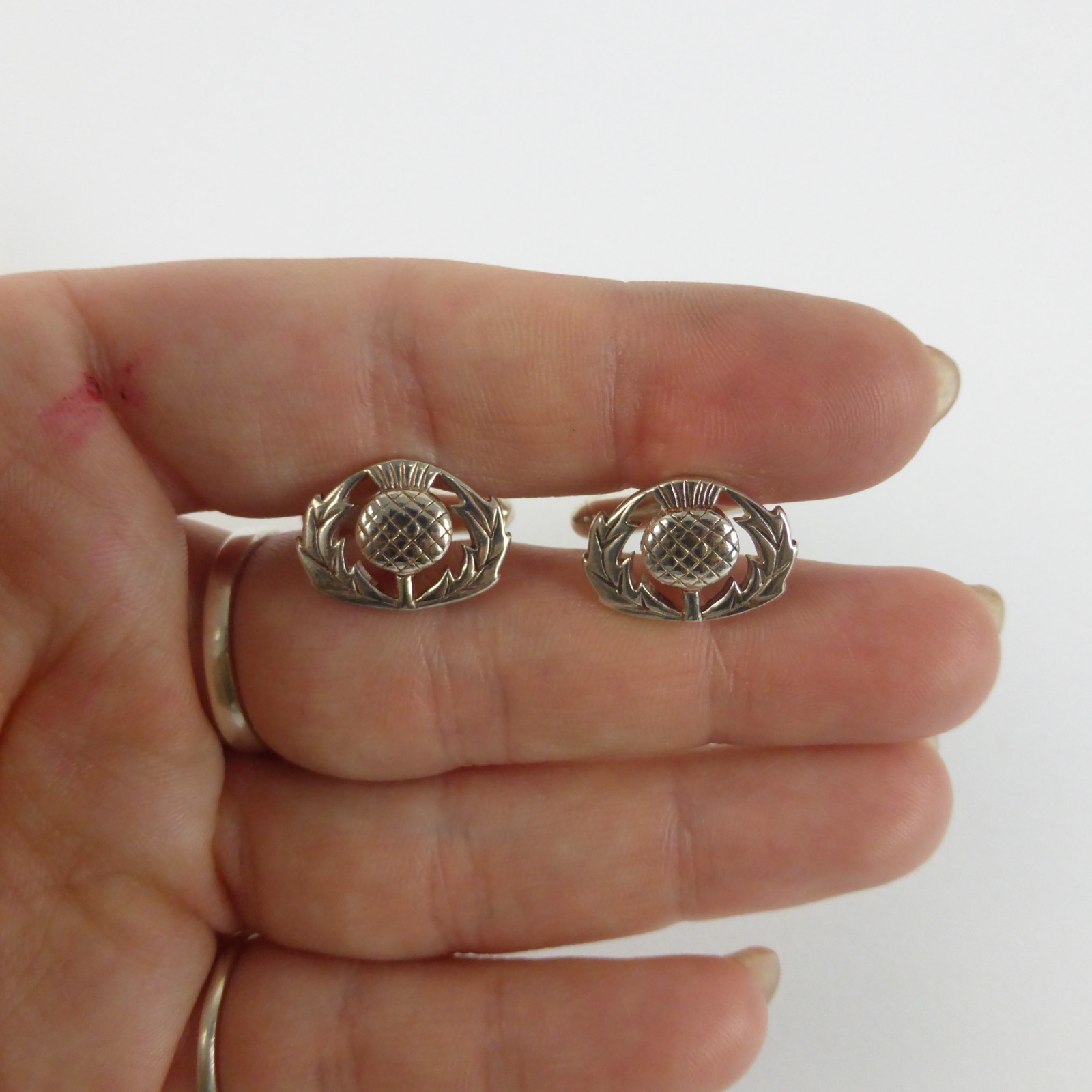 Solid Sterling Silver 925 Scottish Thistle Celtic… - image 2