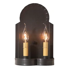 Irvins Country Tinware Hanover Double Wall Sconce in Kettle Black