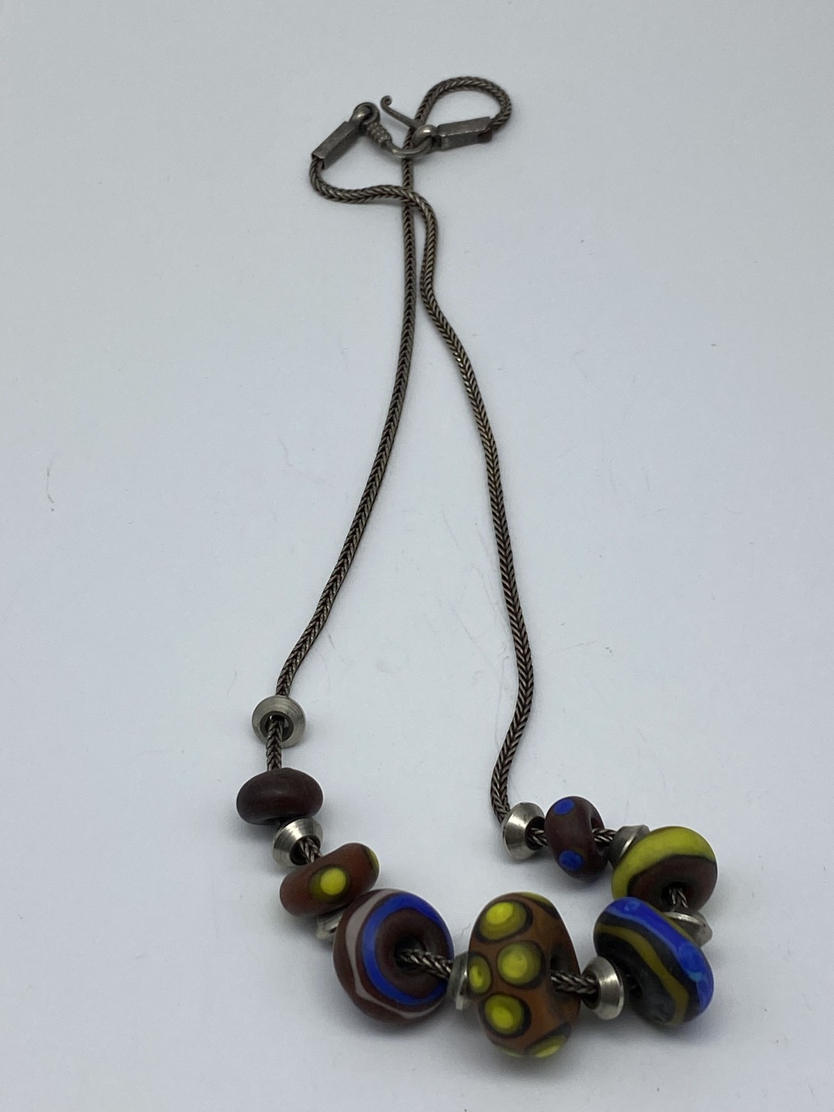 Sterling Silver Patterned Beads Chain Necklace 29… - image 2