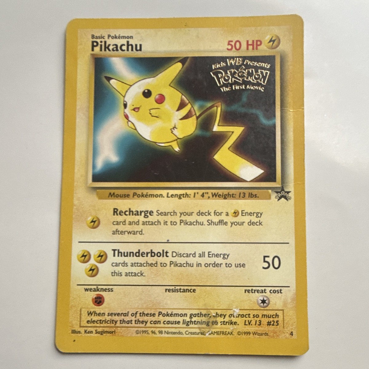 warner bros pokemon cards Pokémon Pikachu Kids WB Presents The First Movie Promo Lot of 2 Warner Bros stamped 1999 Pokemon: