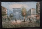 Caroline Burnett Oil Painting 36” x 23” Arc De Triomphe Parisian Urbanscape