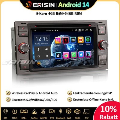 8-Kern DAB+Android 14 GPS Autoradio DSP Ford C/S-Max Focus Fiesta Transit Galaxy