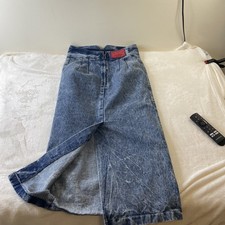 Acid Wash Denim Jean Skirt Maxi Vintage Pencil High Waisted Punk 80s Size 7/8