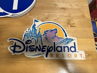 RARE Disneyland Resort ACTUAL PARK VINYL DECAL SIGN   15x8.5  Castle & Bear Logo