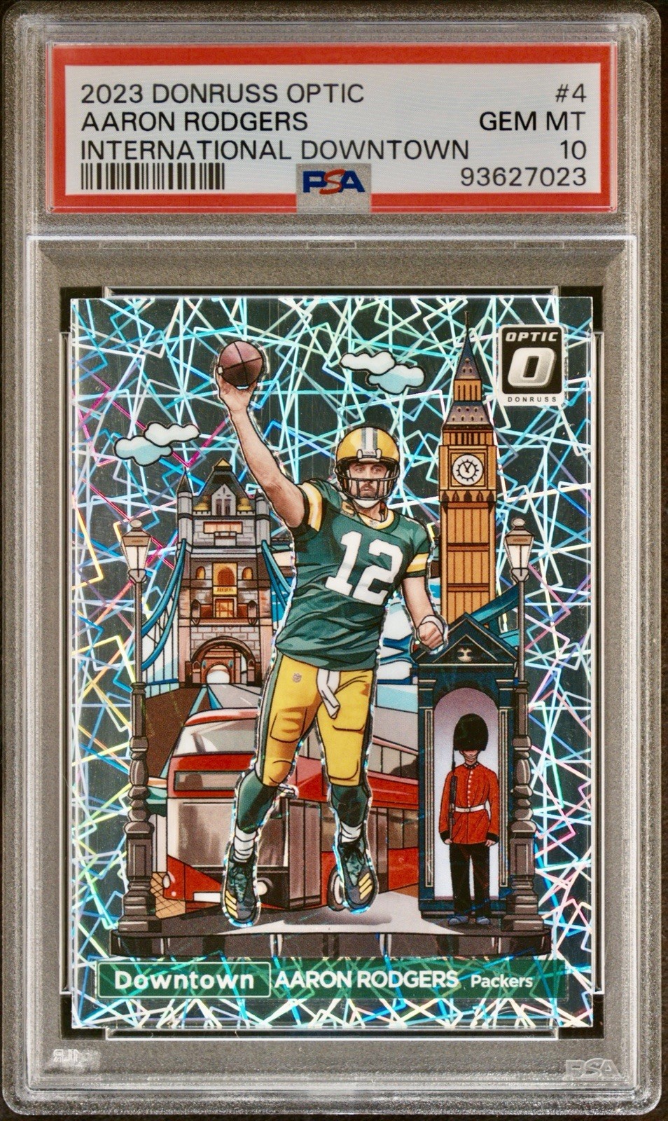 2023 Optic Aaron Rodgers International Downtown PSA 10 Packers SSP CASE HIT